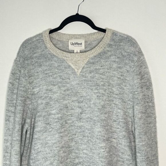 Men's Upwest Soft Gray Crewneck Sweater with tan accents sz. Medium #BB - Picture 6 of 7